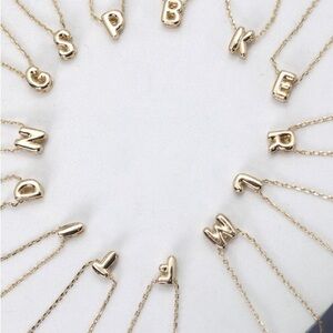 Gold Mini Bubble Initial Necklace (5101)